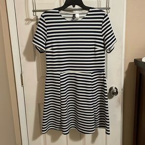 H & M blue and white striped dress, size 14